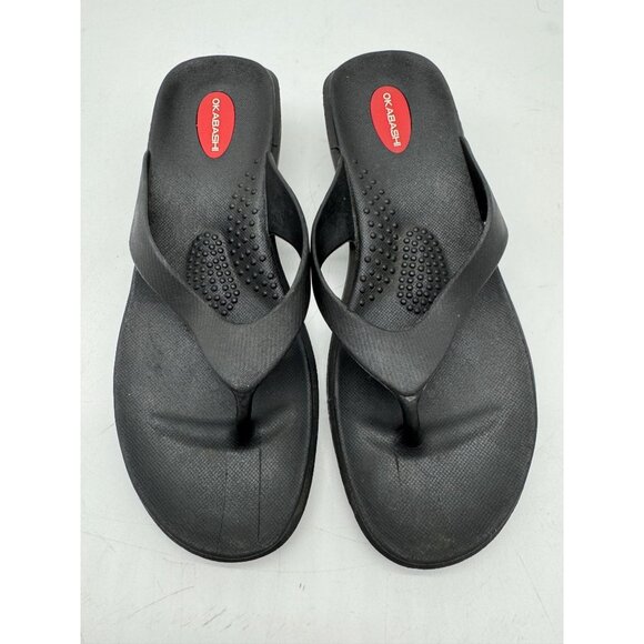 Okabashi Women Flip Flops Thong Sandals Slippers Size M/L Black Summer Casual - Picture 5 of 10